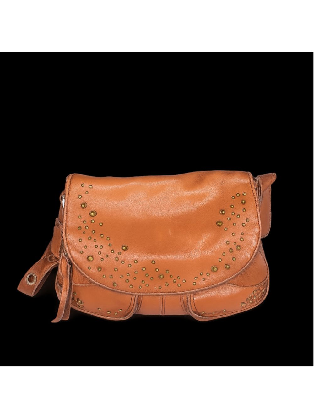Lucky Brand Brown Leather Studded Crossbody Messenger Bag Boho Western - Picture 2 of 13